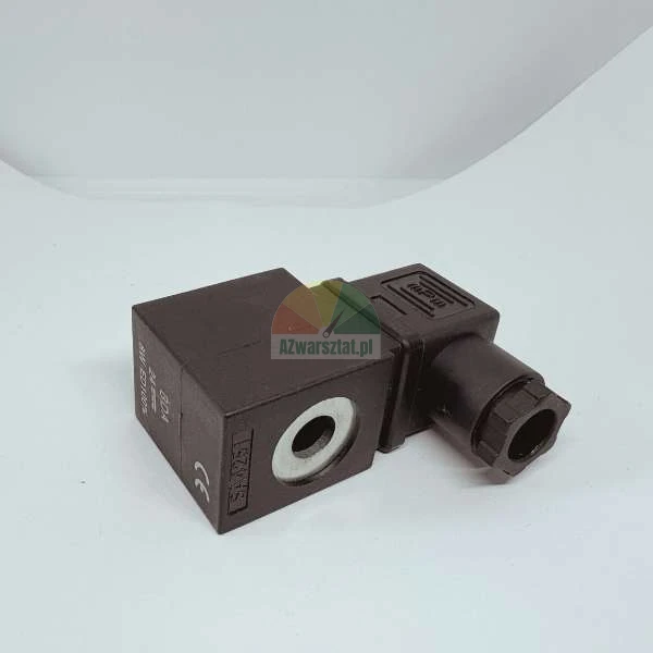 Černá cívka elektromagnetického ventilu 24V DC s konektorem MPM a viditelným technickým značením.