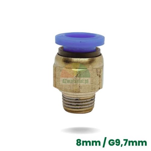 Mosazná pneumatická nástrčná spojka na hadici 8mm se závitem 9,7mm