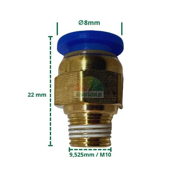 Pneumatická přímá spojka 8mm na závit M10 9.7mm
