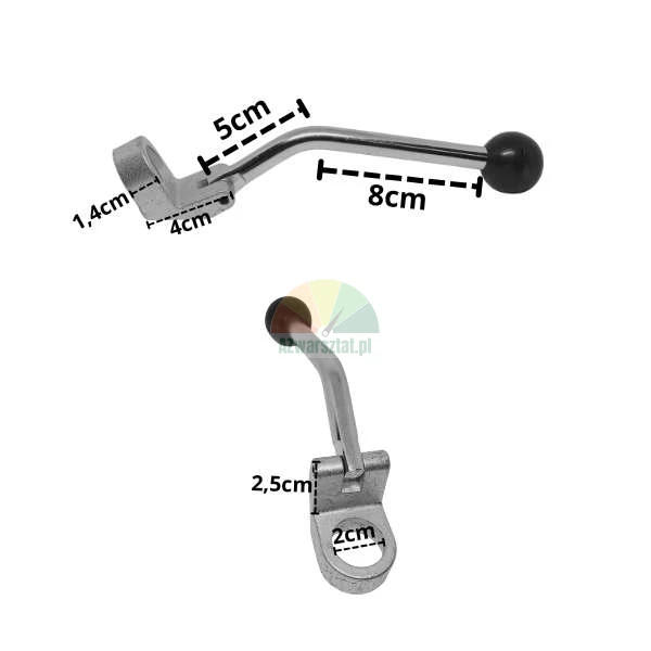 Spouštěcí páka pro zvedák TYP A s rozměry