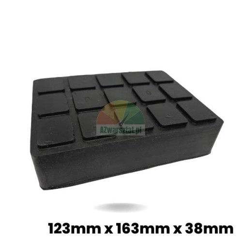 Gumová podložka (gumový blok) pro autozvedáky 123mm x 163mm x 38mm s profilovaným povrchem.