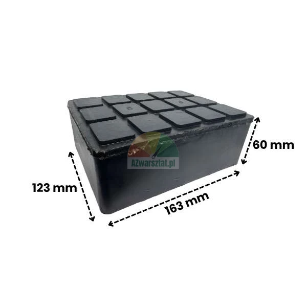 Gumová podložka pro autozvedák 123x163x60mm
