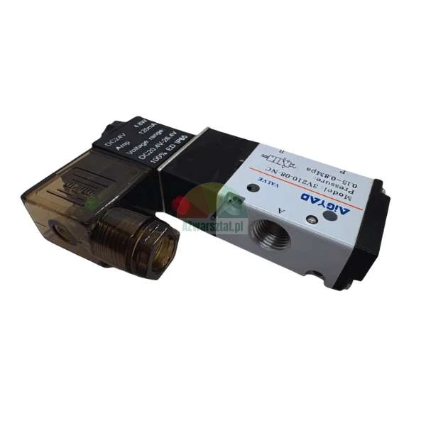 Pneumatický elektromagnetický ventil AIGYAD model 3V210-08-NC, DC 24V, 3/2cestný normálně zavřený.