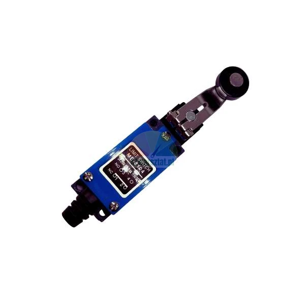 Modry koncovy spinac ME-8104 s valeckovou pakou pro prumyslovou automatizaci.