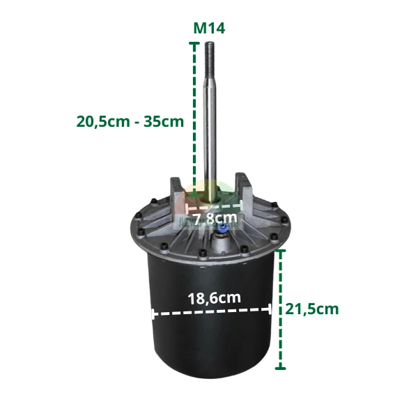 Kompletní válec odrážeče 186mm (pístnice 20,5cm-35cm, uchycení 7,8cm, závit M14)