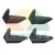 Čtyři černé montážní prvky pro střešní nosič automobilu, boční pohled na bílém pozadí.