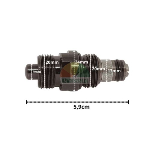 Hydraulický bezpečnostní přetěžovací ventil G20mm s rozměry