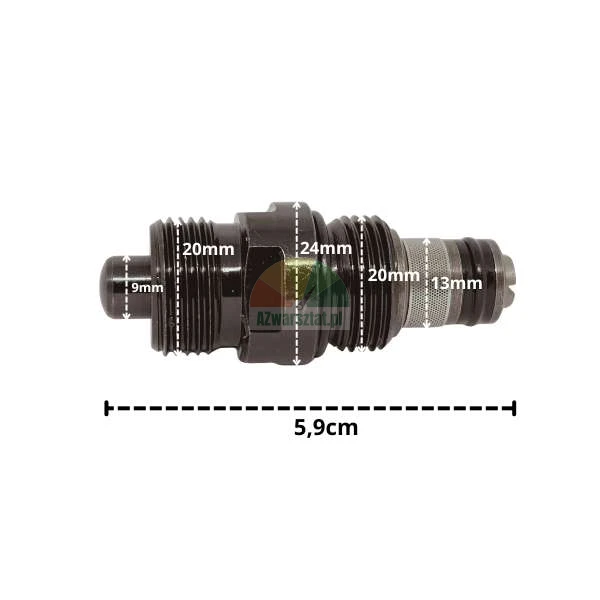 Hydraulický bezpečnostní přetěžovací ventil G20mm s rozměry