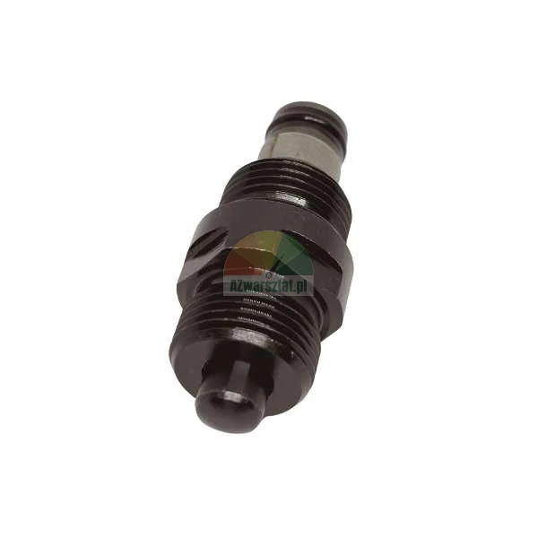 Hydraulický ventil vyrobený z černého kovu s viditelným závitem a těsněním.