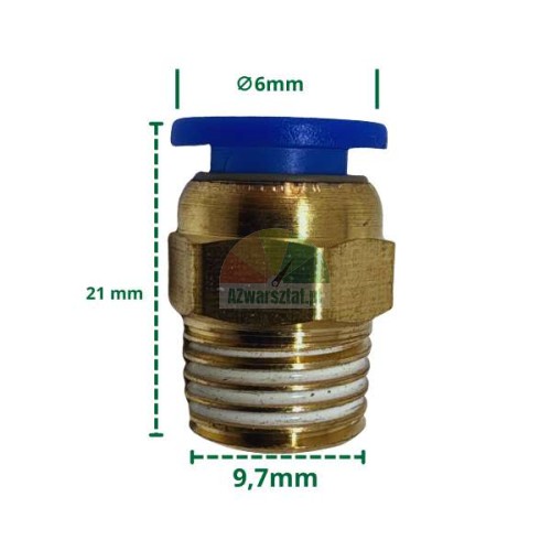 Pneumatická spojka pro 6mm hadici a 9,7mm závit