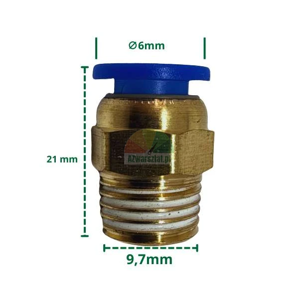 Pneumatická spojka pro 6mm hadici a 9,7mm závit