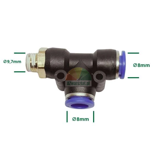 Pneumatická spojka typu T G9.7mm / 8mm / 8mm