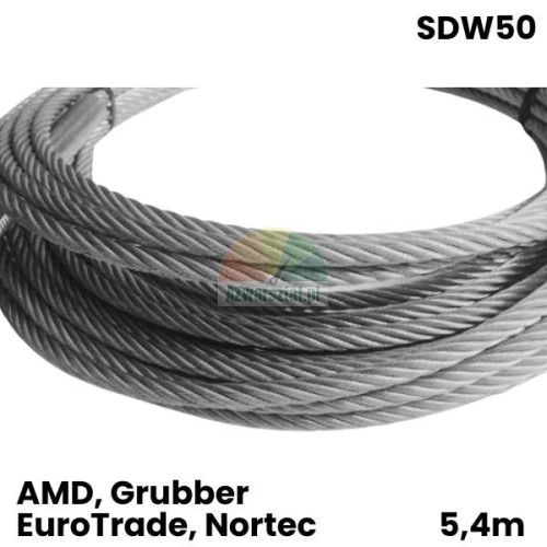 Ocelové lano pro čtyřsloupový zvedák SDW50, délka 5,4 m, kompatibilní s AMD, Grubber, EuroTrade a Nortec.