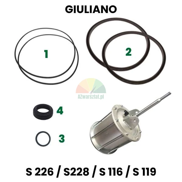 Opravná sada pro válec odražeče Giuliano pro modely S226, S228, S116 a S119 obsahující gumové těsnění
