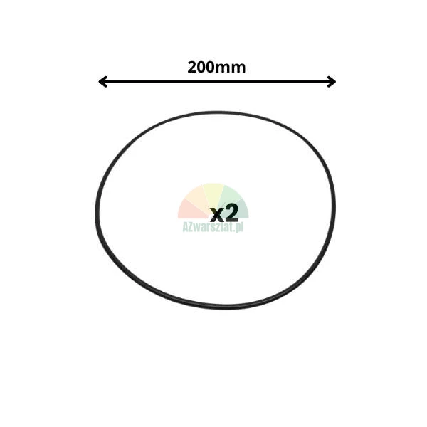 Sada dvou černých těsnicích o-kroužků o průměru 200mm.