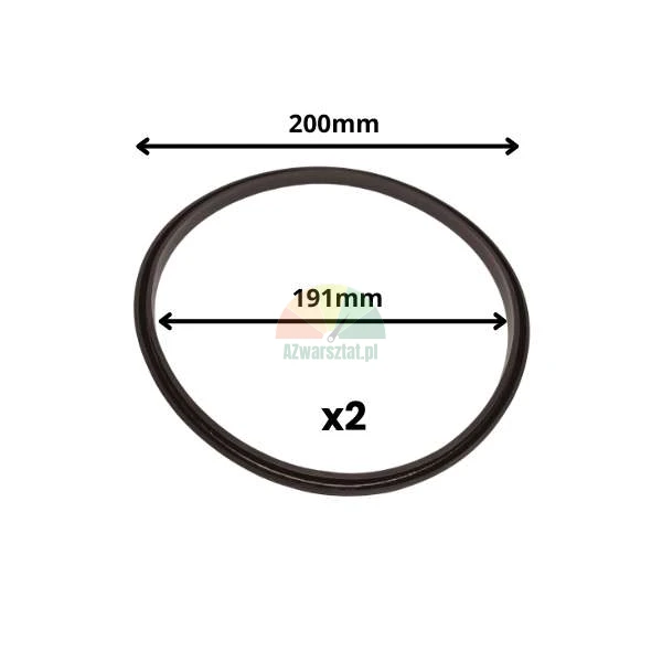 Černé gumové těsnění o vnějším průměru 200mm a vnitřním průměru 191mm, sada 2 kusů.