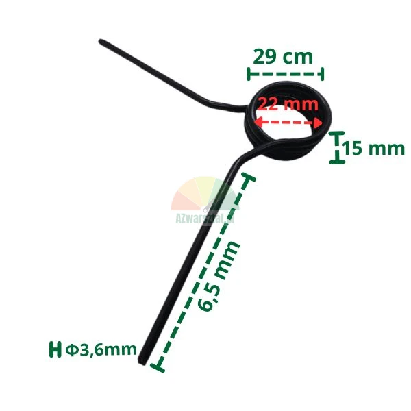 Pružina pro změnu směru 29mm s rozměry