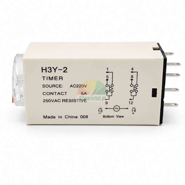 Časové relé H3Y-2 220V AC 5A se schématem zapojení na krytu