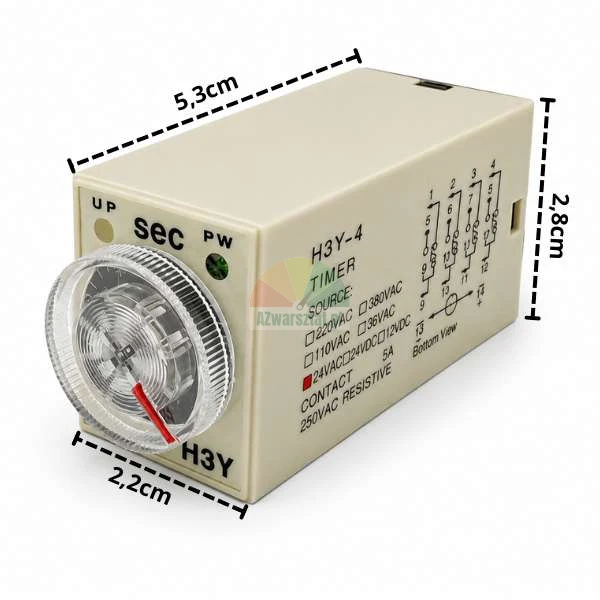 Časové relé H3Y-4 24V AC 5s 14 PIN rozměry 5.3x2.8x2.2cm
