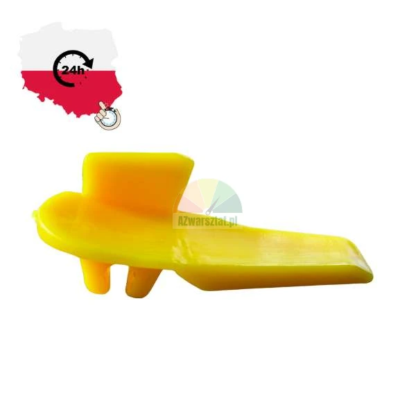 Žlutý plastový prvek pro systém vyrovnávání dlaždic na bílém pozadí s ikonou doručení do 24 hodin z Polska