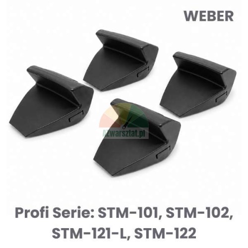 Sada čtyř černých plastových chráničů čelistí pro zouvačky pneu Weber řady Profi STM-101, STM-102, STM-121-L a STM-122.
