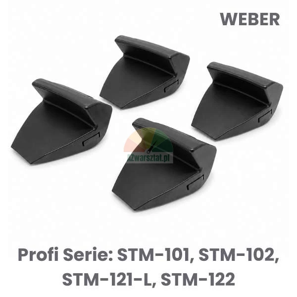 Sada čtyř černých plastových chráničů čelistí pro zouvačky pneu Weber řady Profi STM-101, STM-102, STM-121-L a STM-122.