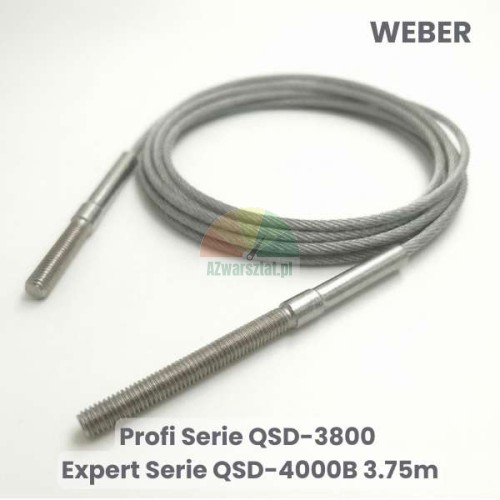 Ocelové lano pro zvedák Weber Profi Serie QSD-3800 a Expert Serie QSD-4000B o délce 3.75m se závitovými konci