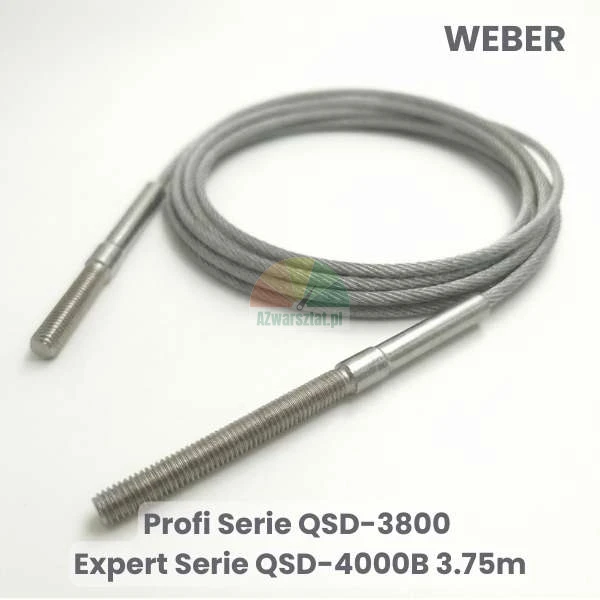 Ocelové lano pro zvedák Weber Profi Serie QSD-3800 a Expert Serie QSD-4000B o délce 3.75m se závitovými konci