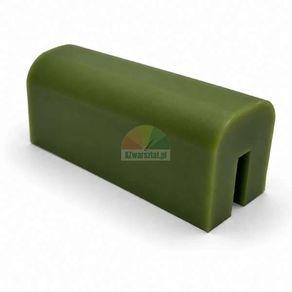 Zelený kluzný blok pro zvedák o rozměrech 7cm x 3cm x 2,9cm s montážní drážkou, zobrazený na bílém pozadí.