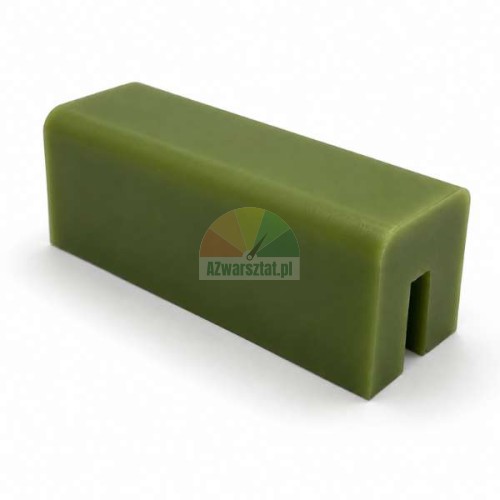 Zelený kluzný blok pro zvedák o rozměrech 7,4cm x 2,8cm x 2,8cm z plastu na bílém pozadí.