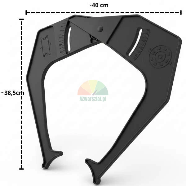 Černé hmatadlo pro měření šířky ráfků kol s rozměry 40 na 38.5 cm
