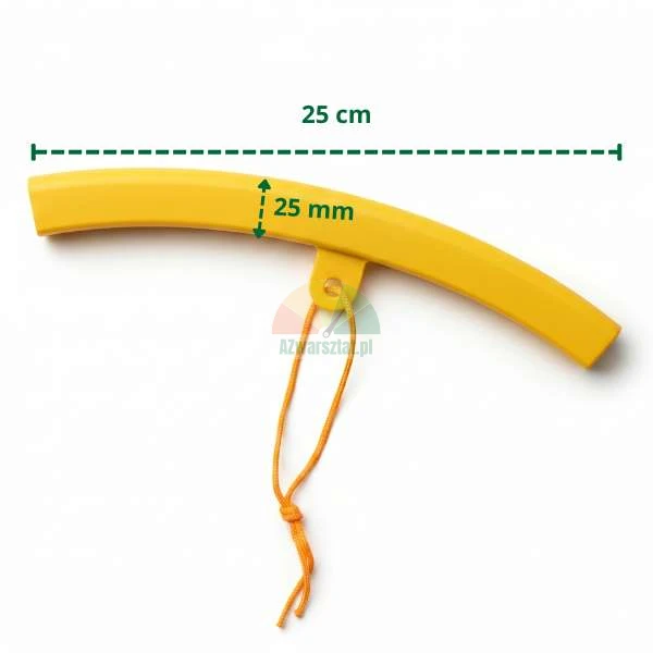 Žlutý chránič ráfku o délce 25 cm a šířce 25 mm se šňůrkou