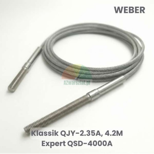 Ocelové lano pro dvousloupový zvedák Weber Klassik QJY-2.35A, Klassik 4.2M a Expert QSD-4000A se závitovými koncovkami