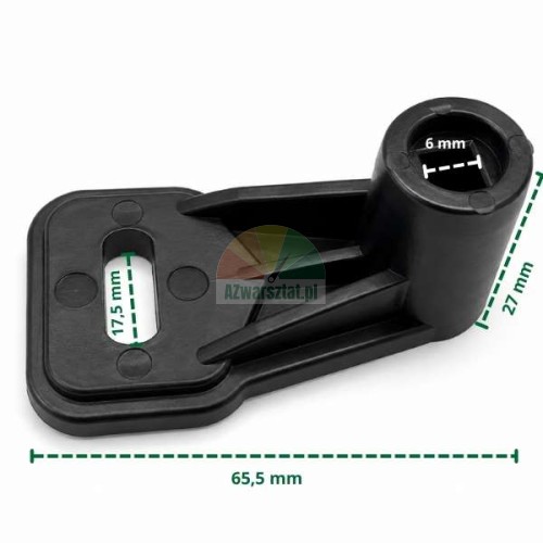 Černá plastová spojka reverzačního spínače pro zouvačku pneumatik 6mm s rozměry.