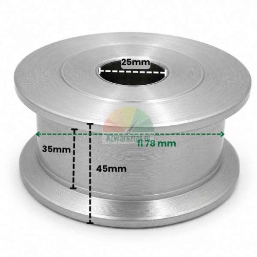 Kovová kladka pro autozvedák o průměru 78 mm a výšce 45 mm