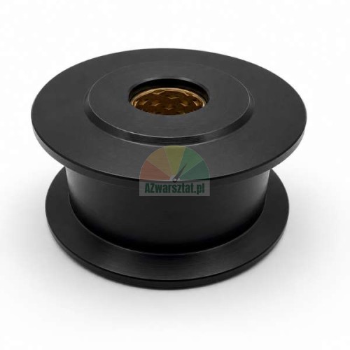 Vodicí kolo řetězu pro dvousloupový zvedák 24mm, černé kovové řetězové kolo s mosazným pouzdrem na bílém pozadí.