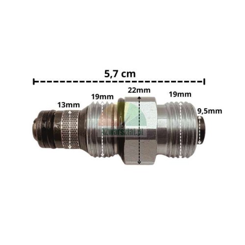 Spouštěcí ventil zvedáku 13mm / G19mm s rozměry